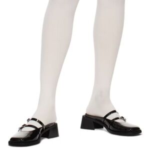 JUSTINE CLENQUET Black Andie Patent Mules - Size 41